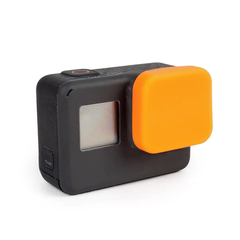 Силиконовый защитный чехол для объектива Gopro Hero 7/6/5 черный/оранжевый