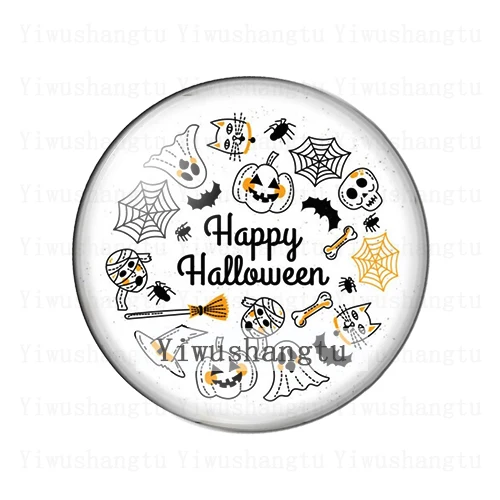 Фотошон для Хэллоуина круглый стеклянный кабошон с плоской задней поверхностью