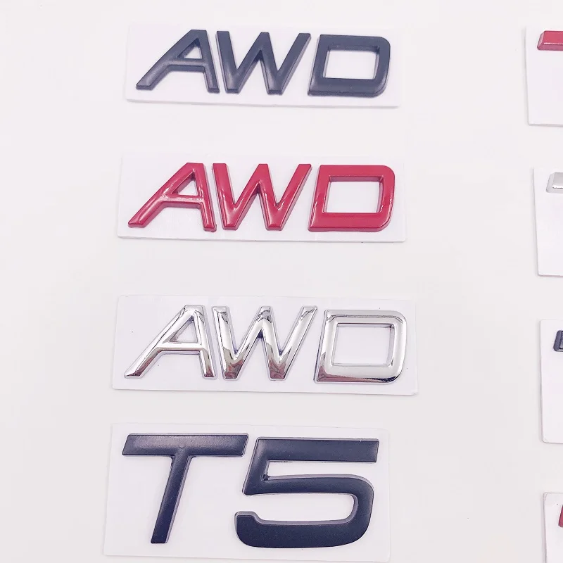 

10x 3D Metal Car Sticker T5 T6 AWD Letters Emblem Badges Decal Car Styling For Volvo XC60 XC90 S60 S80 S60L V40 V60 Tail Fender