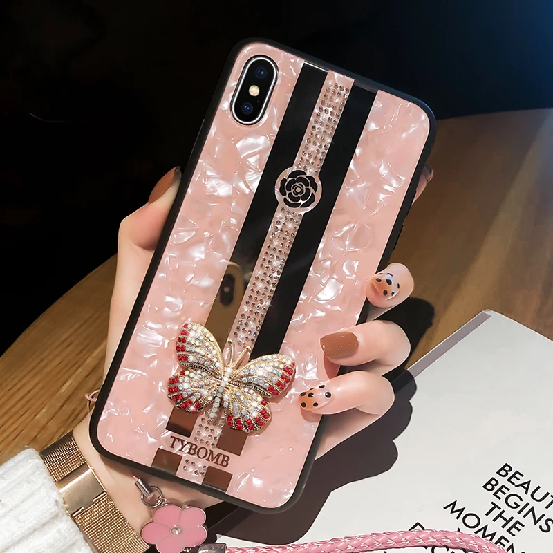 Роскошный зеркальный 3D бабочка алмаз жесткий чехол для телефона iPhone 11 Pro MAX X XR XS 7 8