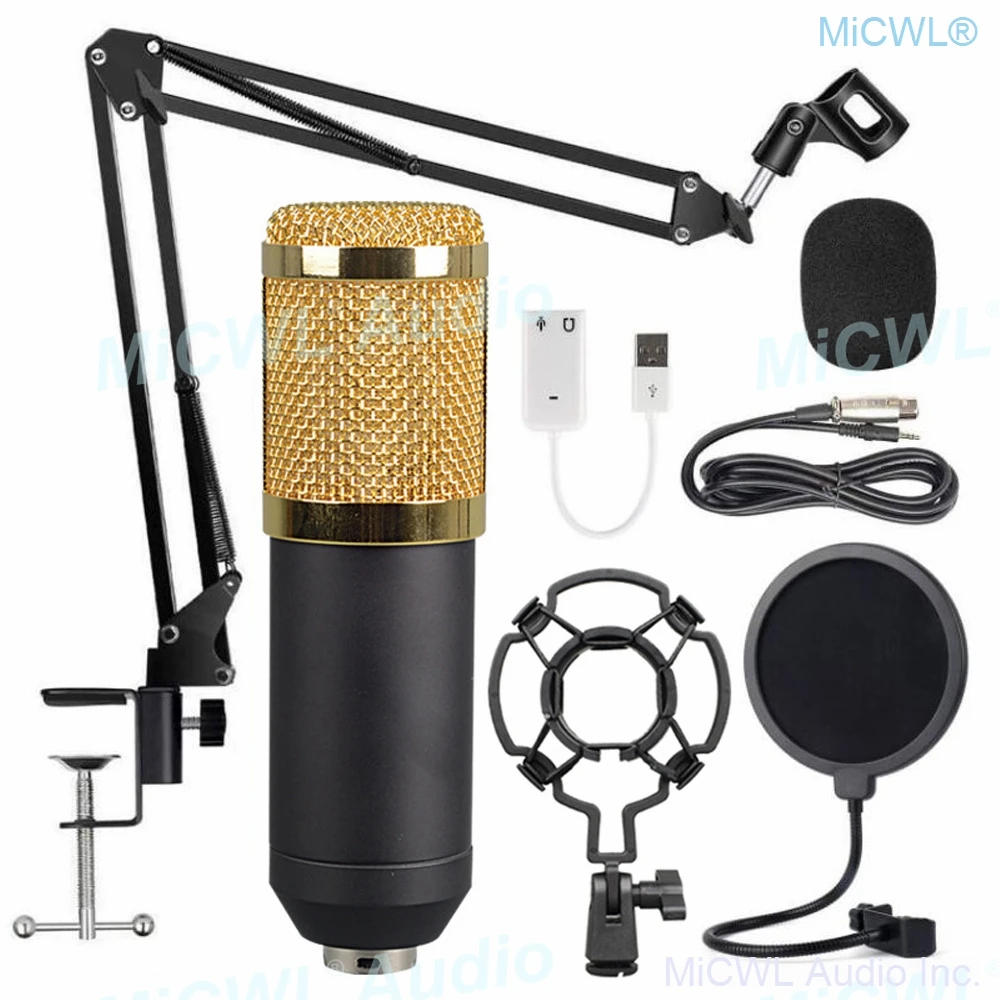 

Professional Microfone BM 800 Studio Microphone BM-800 Condenser Sound Recording Microphone For Computer Shock Mount+Foam+Cable