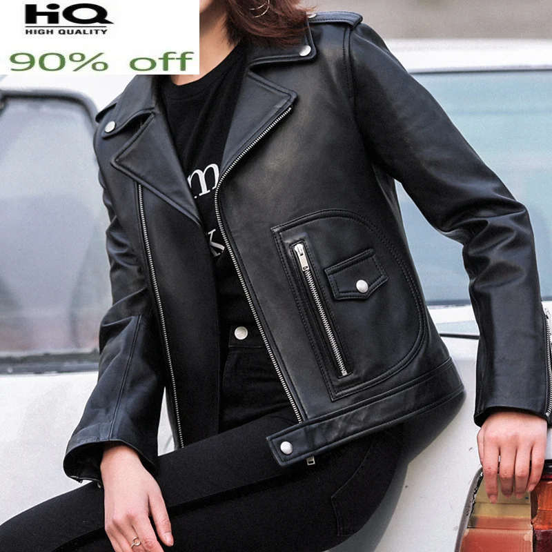 

High Quality Genuine Leather Jacket Women 100% Natural Sheepskin Coat Female Biker Jackets 2022 Chaquetas De Mujer Pph3693