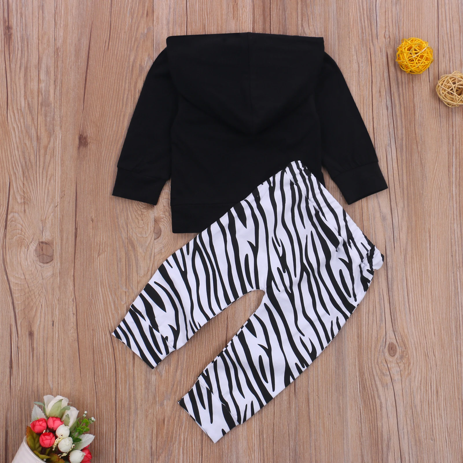 

Pudcoco 2020 Autumn 0-18M Newborn Baby Boy 2Pcs Set Hooded Long Sleeve Top+Zebra Stripe Print Pants Toddler Outfit Clothes