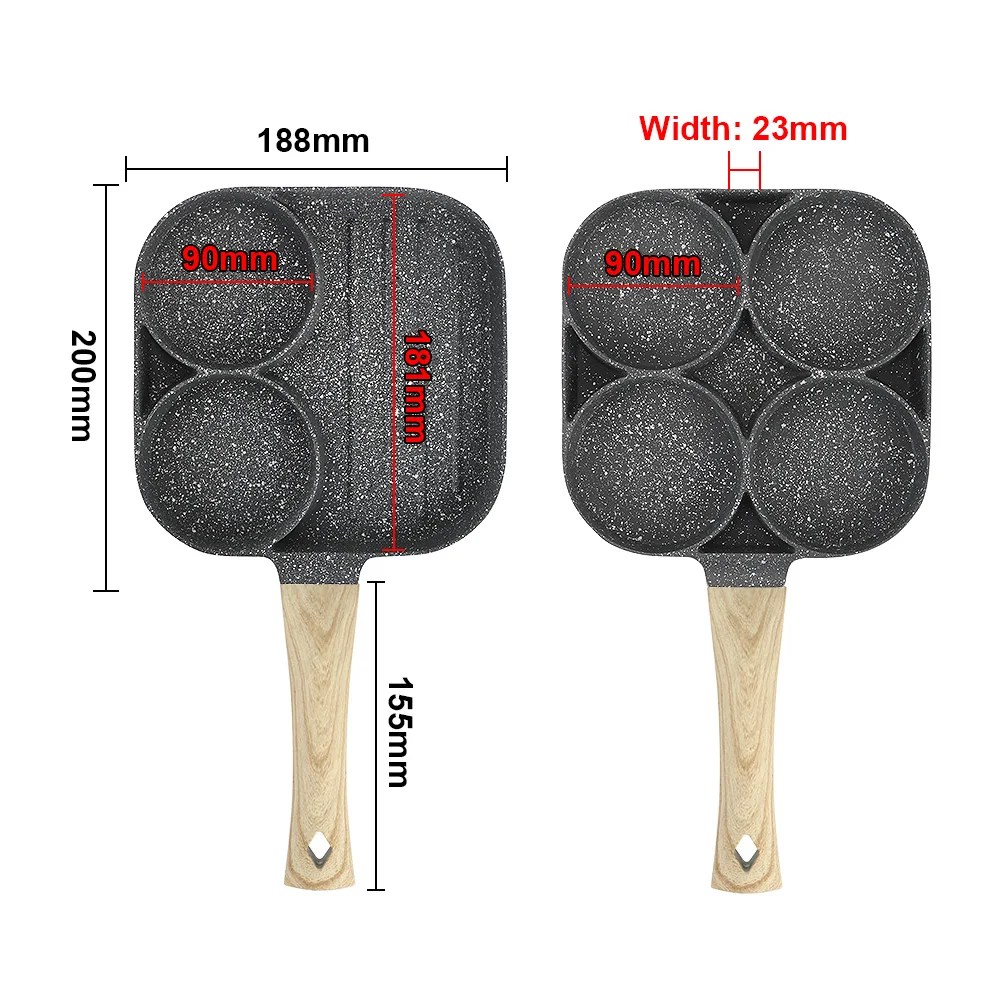 Four-hole Frying Pot Cooking Egg Ham Pans Thickened Omelet Pan Non-stick Breakfast Maker No Oil-smoke Pancake Steak | Дом и сад