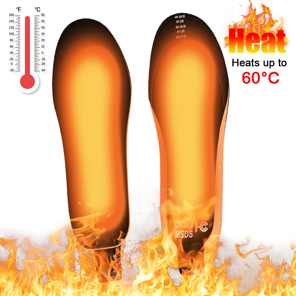 1 Pair USB Heated Insoles Winter Feet Warm Shoe Pad Mat Smart Remote Control Outdoor Sports Shoe Heating Insoles for Skiing