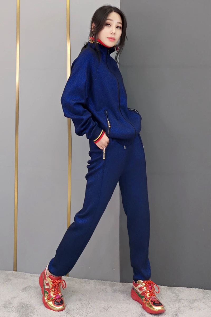 

2020 Sale Special Offer Full Autumn And Winter Knit Suit Female Wire High Collar Sweater Casual Pants Fashion Two-piece Women