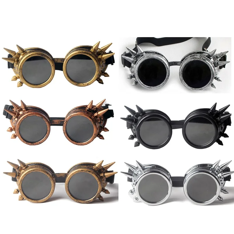 Ретро круглые очки в стиле панк паровые ролевые античные шипы форма для