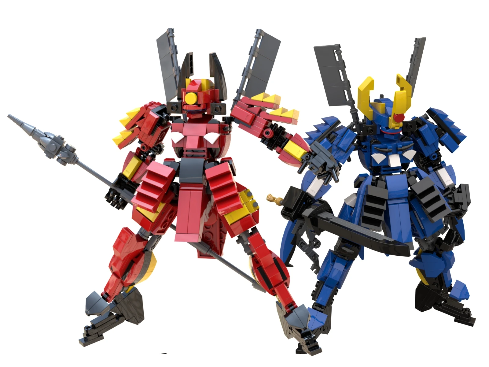 Конструктор MOC сделай сам 2019 Красный лотос броня синий шутер Самурайские метчики