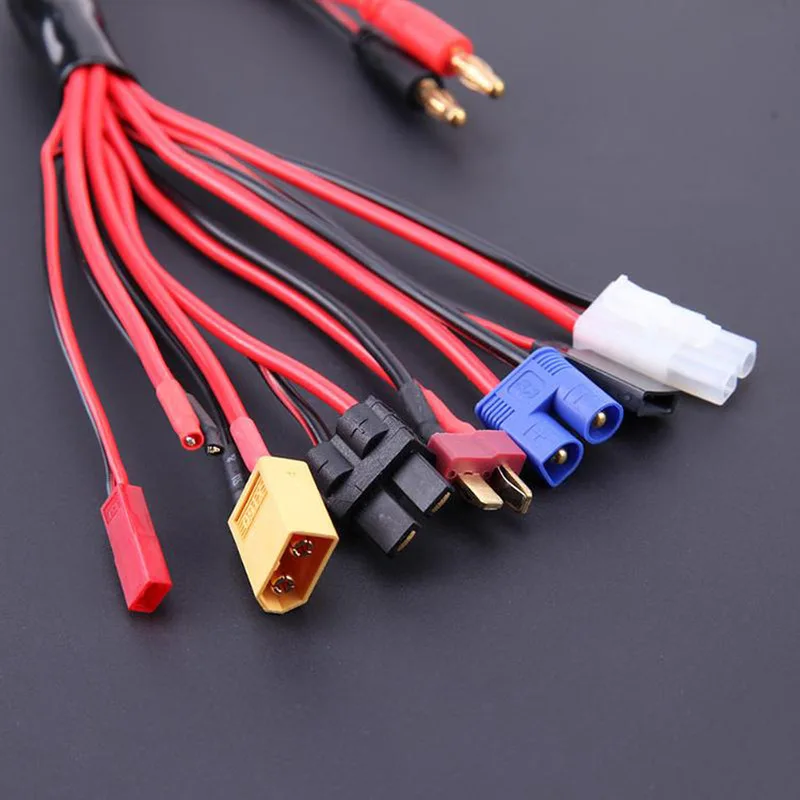 

8In1 Charger 4.0mm Banana Adapter Connector T Tamiya Futaba XT60 EC3 JST Wire Cable Lipo Battery RC Drone Imax B6 B6AC