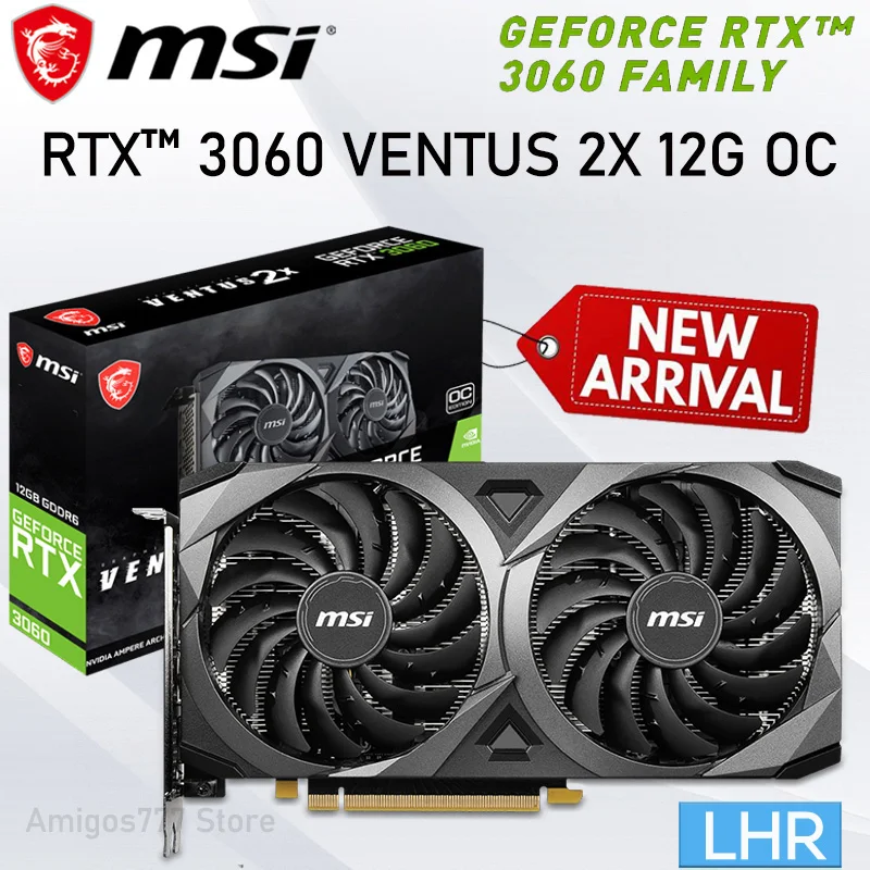 

GDDR6 MSI GeForce RTX 3060 VENTUS 2X 12G OC Gaming Graphics Card 12GB 192bit PCI Express 4.0 16X RTX 3060 Video Card GDDR6 New