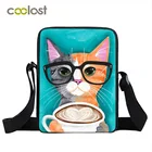 Сумка на плечо с кофейным котом, повседневные сумки через плечо с милым котенком, женская сумка, сумка для книг для девушек, Женская холщовая сумка-мессенджер, подарок