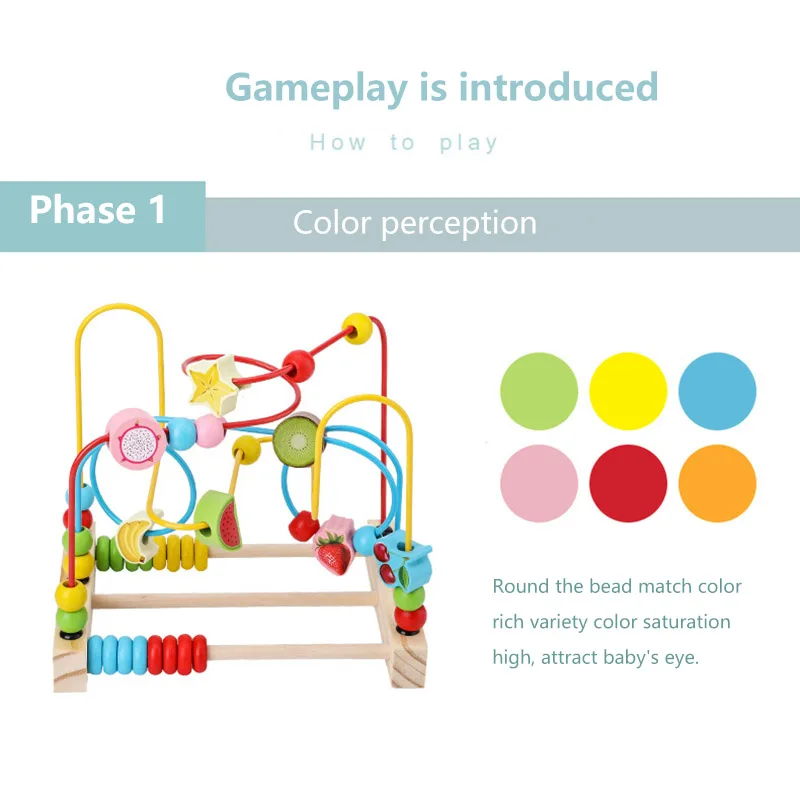 

Baby Wooden Toys Math Counting Circles Bead Abacus Wire Maze Roller Coaster Around Beads Wire Maze Kids Toys Educational