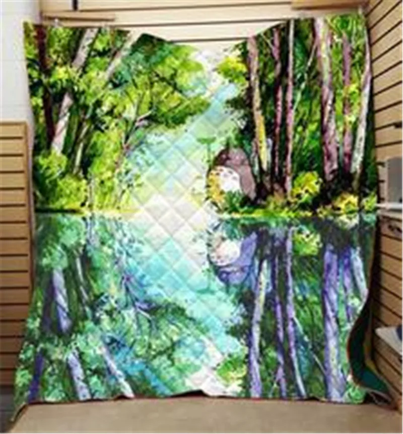 3D My Neighbor Totoro Quilt Digital Printed Cartoon Bedspread Summer Blanket Bed Spreads Fashionable Quilts For | Дом и сад