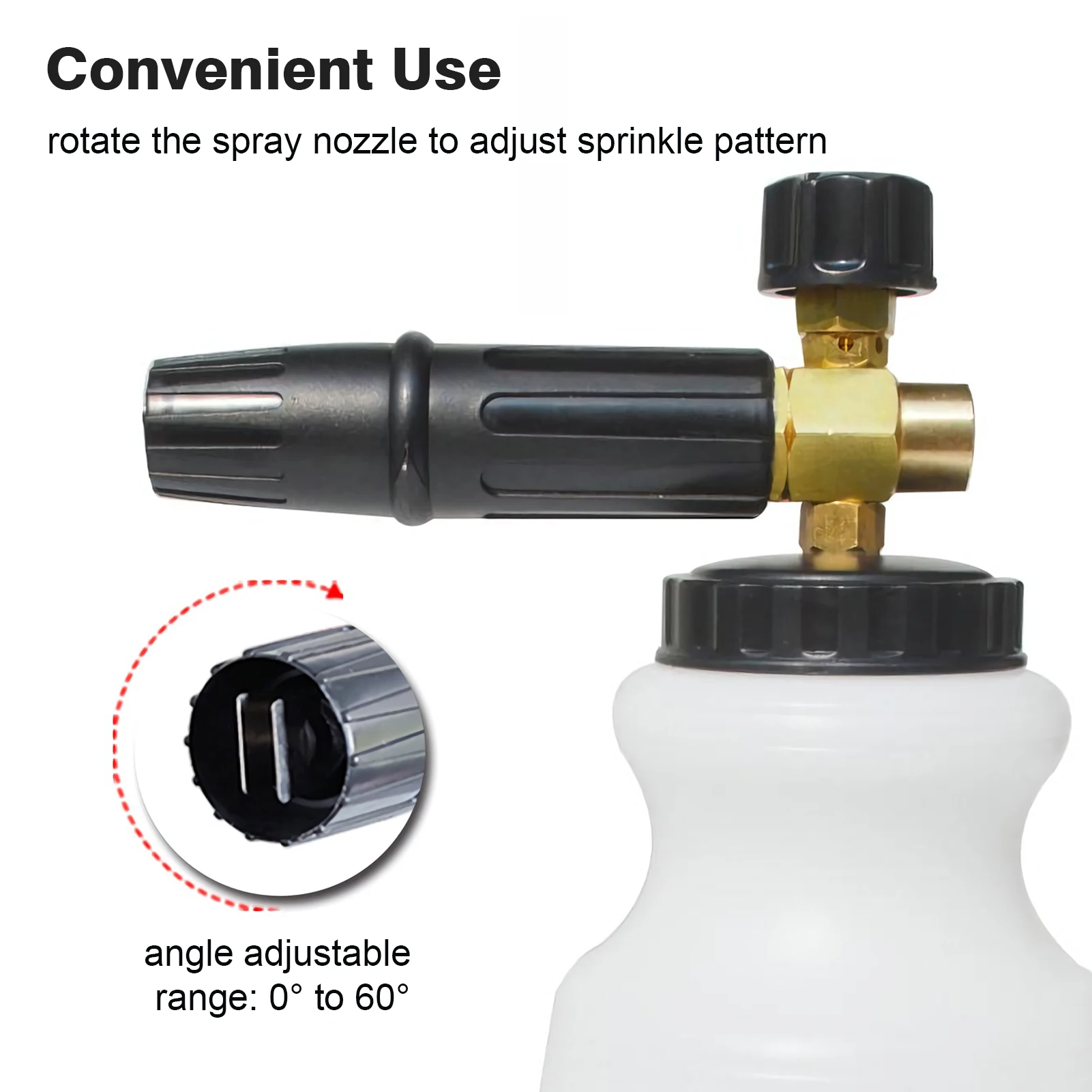 

Adjustable Foam Cannon 1 L Bottle Snow Foam Lance with 1/4-inch Connector for Pressure Washer 4000PSI to Wash Car Window Door