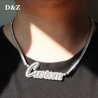 D&Z Custom Cursive Letters Name Pendant&Necklace With Tennis Chain Iced Out Cubic Zircon Gold Silver Color Charm Hip Hop Jewelry