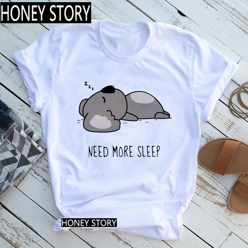 Футболка FIXSYS для ленивого сна Koala забавная Женская футболка винтажные топы