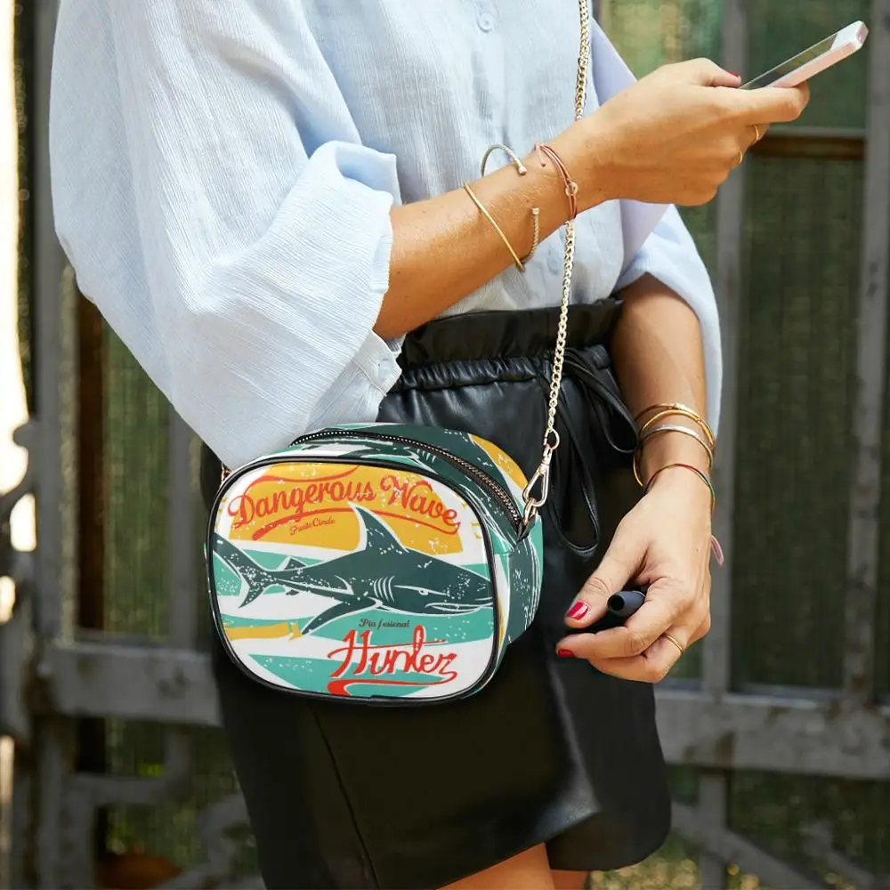 Женские мини сумки мессенджеры с принтом акул хорошее качество женская