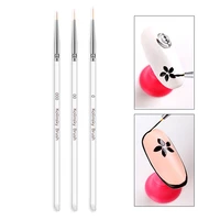 3pcs kolinsky gel nail art line painting brushes crystal acrylic thin liner drawing pen nail art manicure tools nail dotting pen