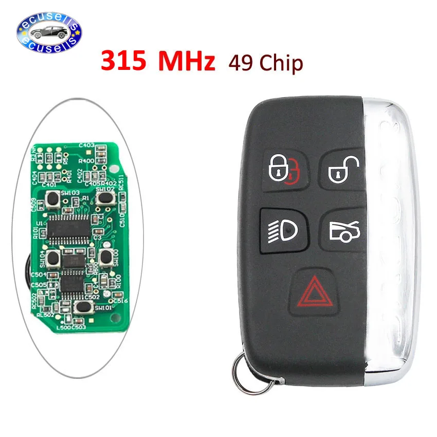 Бесключевой вход дистанционный смарт ключ-брелок 5 кнопок 315 МГц ID49 чип для Jaguar XF XJ