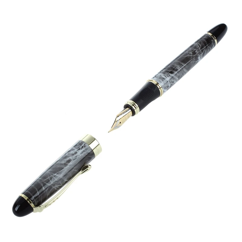 Ручка перьевая JINHAO X450 18 KGP 0 7 мм с мраморным серым и ручкой Jinhao X750| |