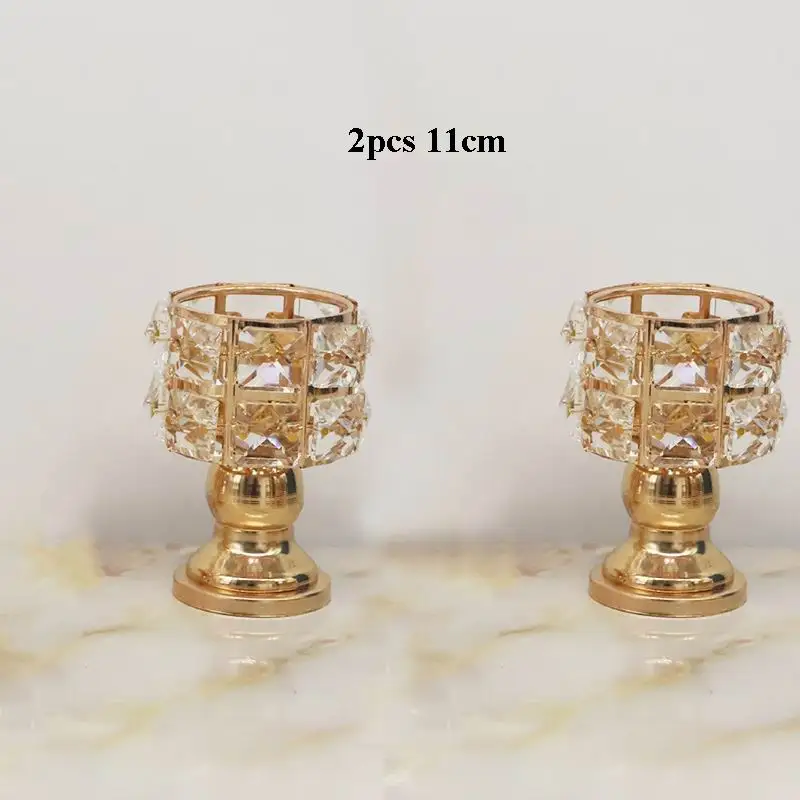 2pcs 11cm PEANDIM маленький хрустальный подсвечник, золотой милый чайный светильник, подсвечник для украшения свадебного стола, вечерние подсвечники для дома - Цвет: 2pcs 11cm