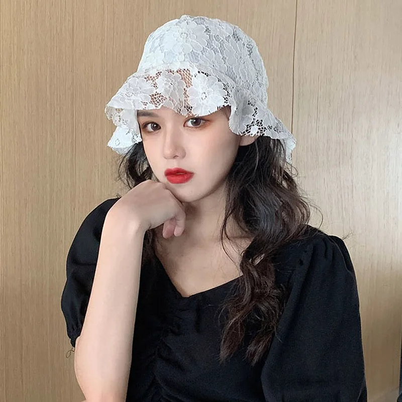 Шляпа женская летняя с мягкими кружевными полями и цветами элегантный головной