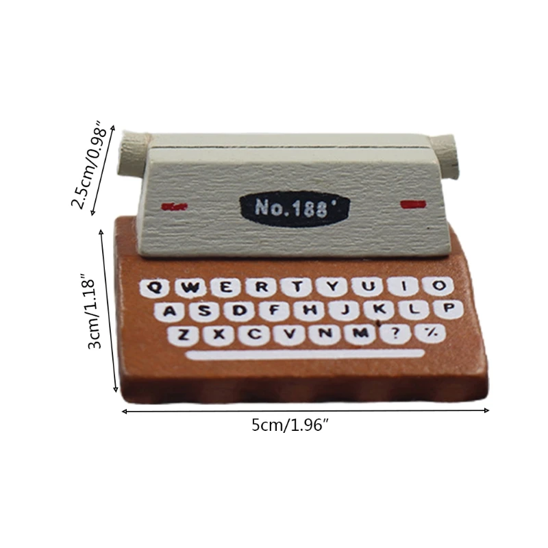 

Creative Vintage Wooden Typewriter Stand Card Holder Black Coffee Photo Card Desk Message Memo Holder Digital Modelling Decorati