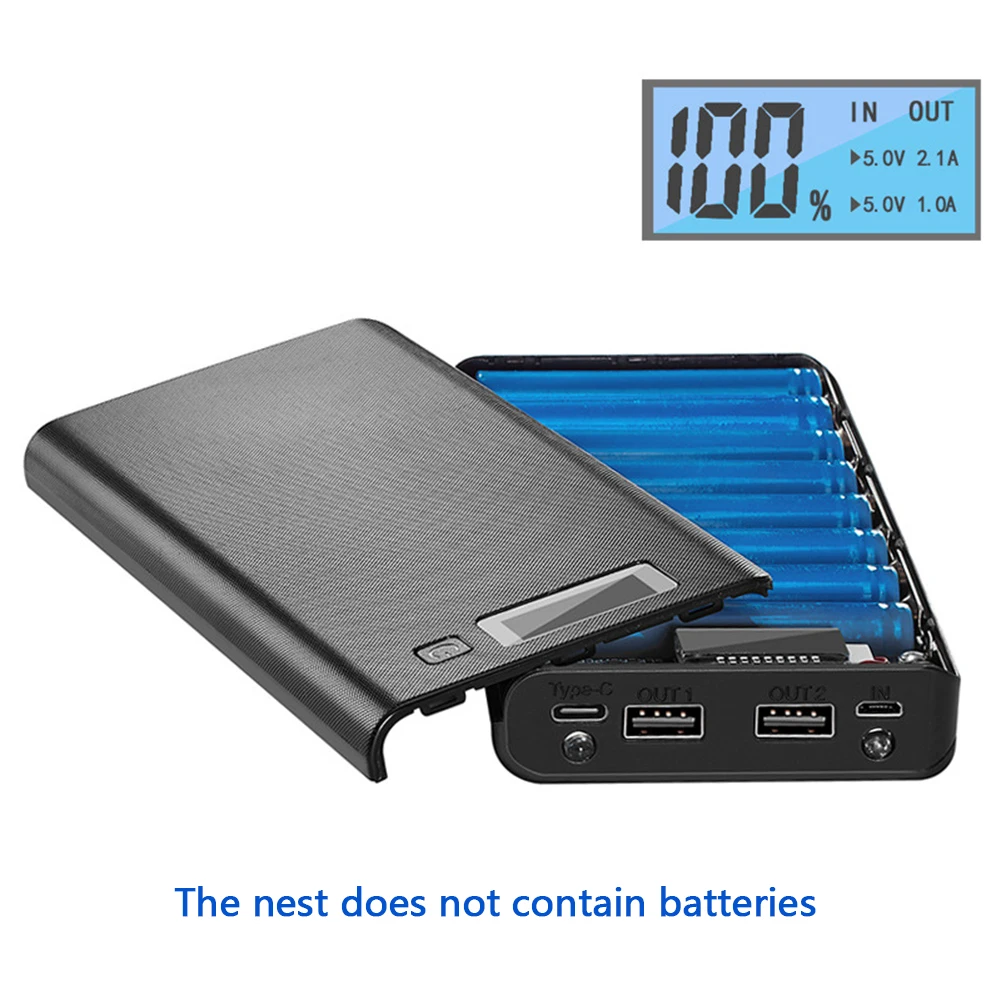Двойной USB 8*18650 Power Bank Тип предусмотренной батареи C контейнер под элемент питания