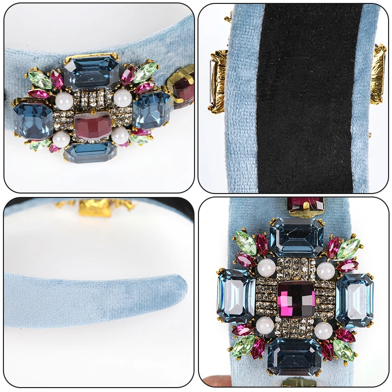 

Baroque Hair Jewelry Bohemian Headbands Rhinestone Hairbands For Women Wedding Luxury Princess Birthday Hair Band Female Crown