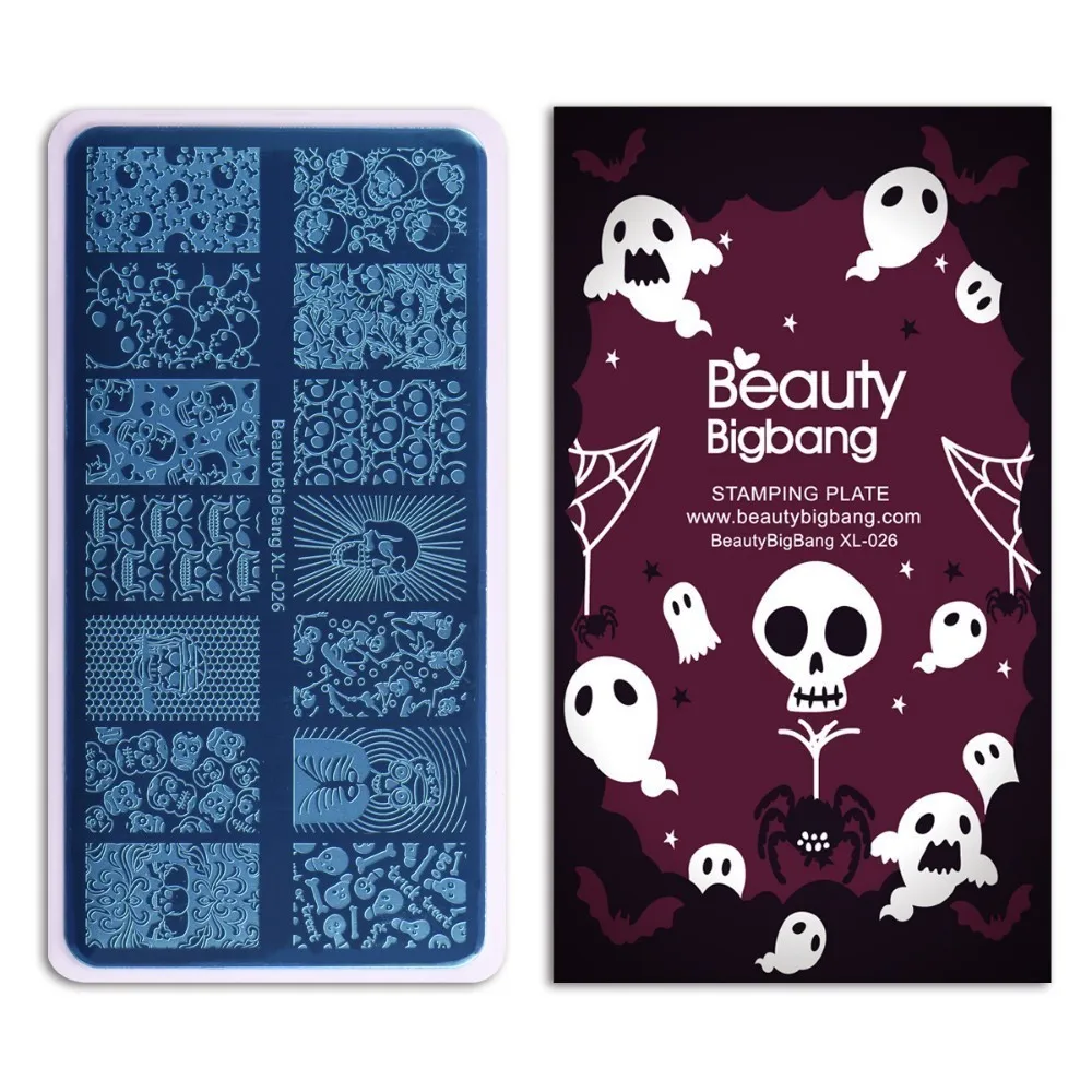 BeautyBigBang набор пластин для штамповки ногтей, 7 шт., трафарет для стемпинга на Хэллоуин, трафарет для стемпинга, набор шаблонов для дизайна ногтей с геометрическим принтом