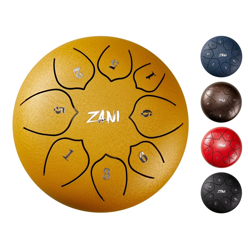 

Zani Ethereal Drum 6 Inch 8 Tone Hollow Drum Steel Tongue Drum Adult Children Beginners Worry-Free Drum