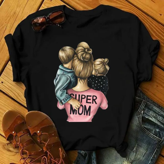 Для мамы с дочкой футболка для матери принтом в виде надписи Love черная Harajuku