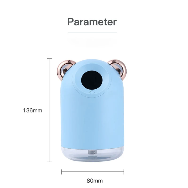 

Mini USB Air Humidifier LED Display Night lamp 220ML Cute Ears Ultrasonic Aroma Diffuser for Home Office Fogger Mist Maker Gift