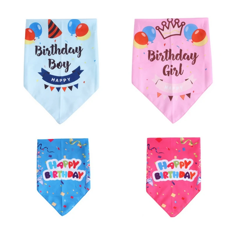 

Pet Triangle Towel Dog Washable Saliva Towel Dog Cat Birthday Letter Printed Bandana Scarf Pet Accessories Supplies