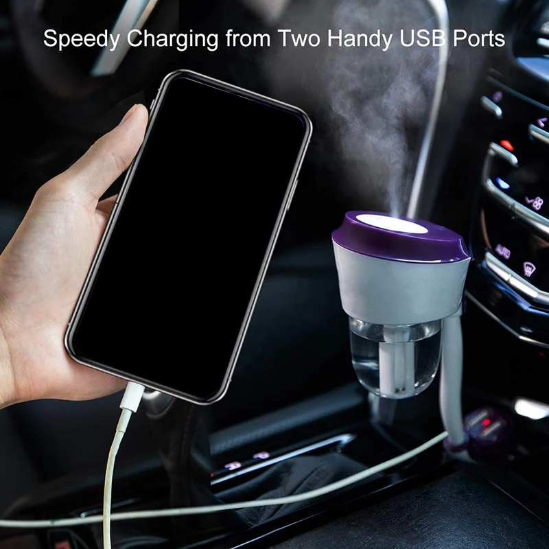 Автомобильный увлажнитель с адаптер зарядного устройства двойным USB портативный