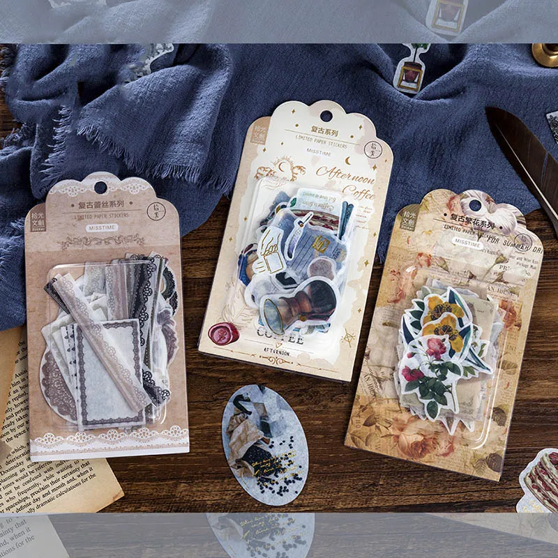 60 шт. милые наклейки с цветами кавайные канцелярские ретро наклейка для детей DIY