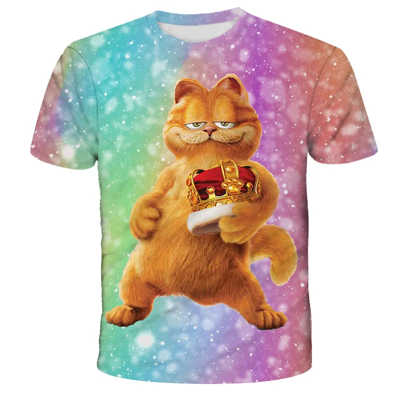 Футболки с коротким рукавом Garfield для мальчиков и девочек детская одежда футболка