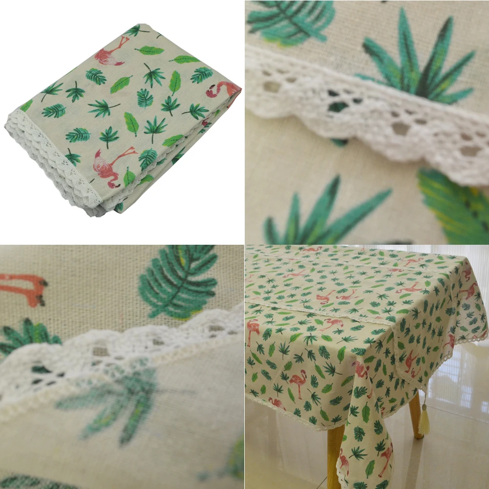 Льняная хлопковая скатерть с цветочным принтом пледы кружевная домашняя в