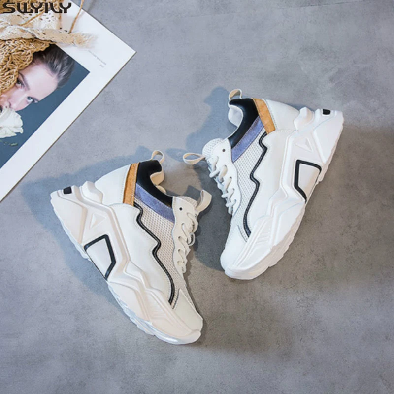 SWYIVY Chaussures Femmes/повседневная кожаная обувь Женские кроссовки Сезон осень Новинка
