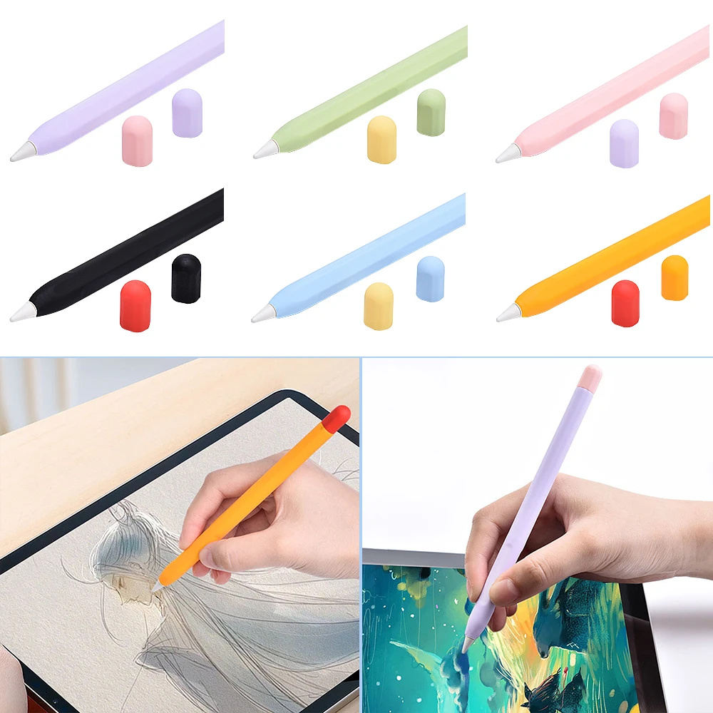 

For Apple pencil stylus case Soft Silicone Pencil Cover & Cap For Apple Pencil 2 Shockproof Protective Cover For stylus Pen 2
