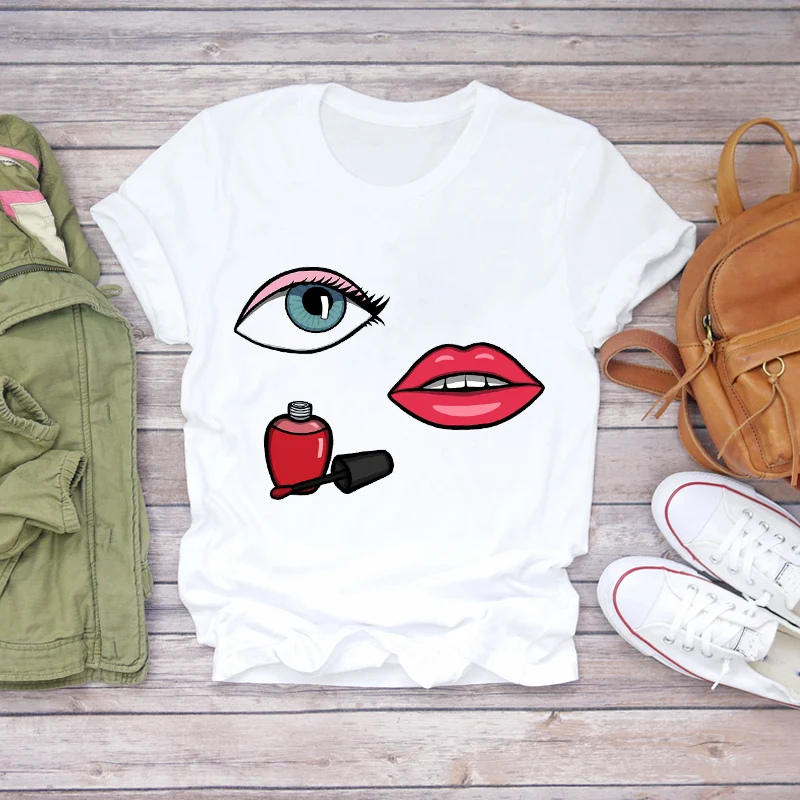 

Top T Shirt Ladies Womens Graphic Female Tee T-Shirt Women 2020 Summer Fingernail Beauty 3D Elegance Lady Fashion Print T-shirts