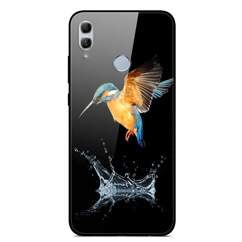 Чехол для huawei Honor 10 Lite с милым узором, стеклянный чехол на заднюю панель, Жесткий Чехол для huawei Honor 10 Lite, бампер для телефона, корпус, Funda, светильник - Цвет: 24
