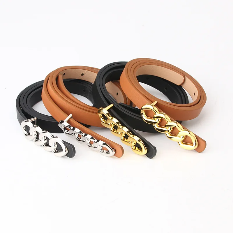 

Punk Women Belts Gold Silver Buckle Fine Genuine Leather Corset Waist Strap All-Match Dress Casual Black Ladies Female Waistband