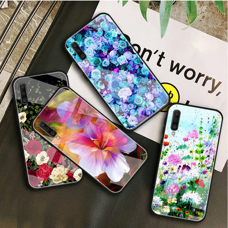 Чехол из закаленного стекла с цветами для Samsung Galaxy A 10S 10E 20S 20E 30S 40 50S 60 70 80 90 6 7