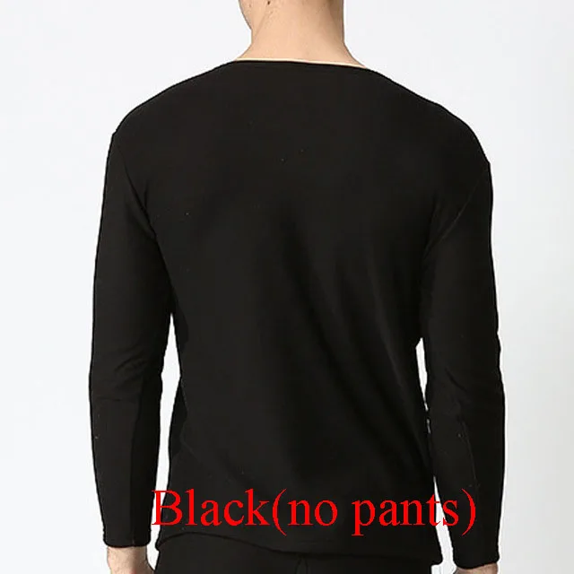 Black(no pants) Осенне-зимнее термобелье 5XL 6XL 7XL 8XL 9XL круглый вырез бюст 180 см плюс размер флис большой размер мужские кальсоны - Цвет: Black(no pants)