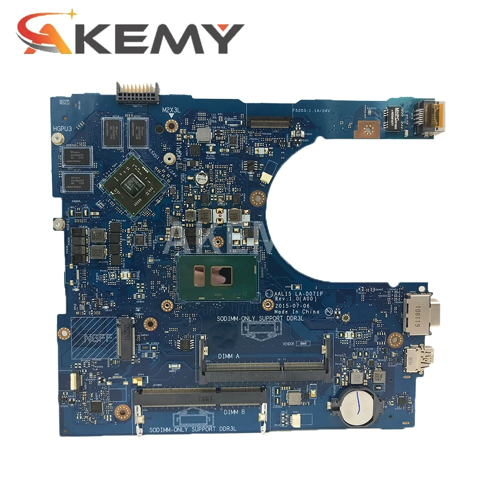 Материнская плата Akemy для ноутбука Dell Inspiron 17 5459 материнская AAL15 LA-D071P SR2EY i5-6200U