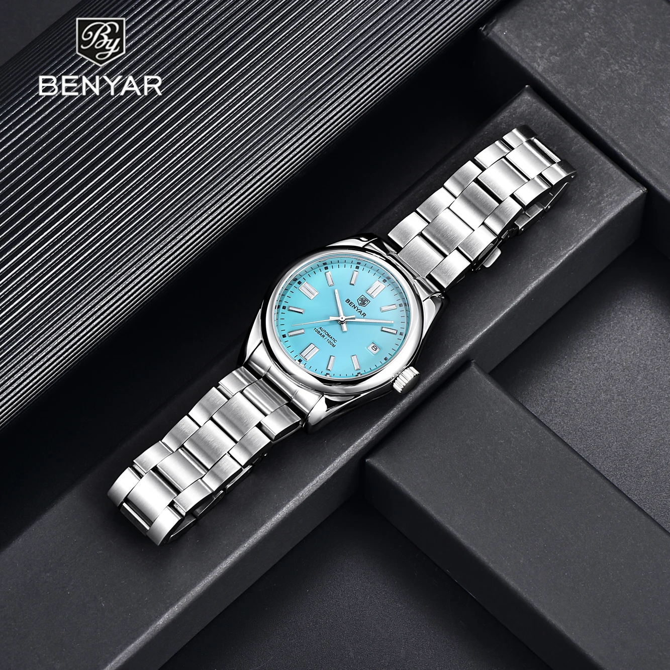 2021 Benyar Fashion Men Automatic Mechanical Watch 100m Waterproof Automatic Date Sapphire Diving Sports Watch Relogio Masculino