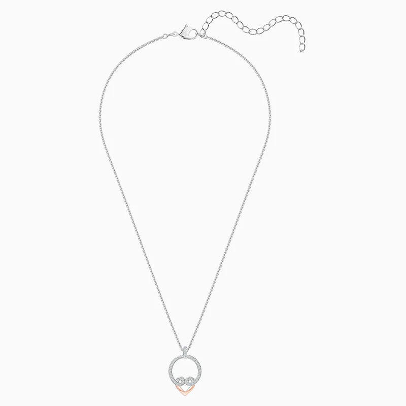 

Fashion SWA New MY HERO Pendant Necklace White Gold Flowing Lines Heart Pattern Crystal Female Jewelry Romantic Gift