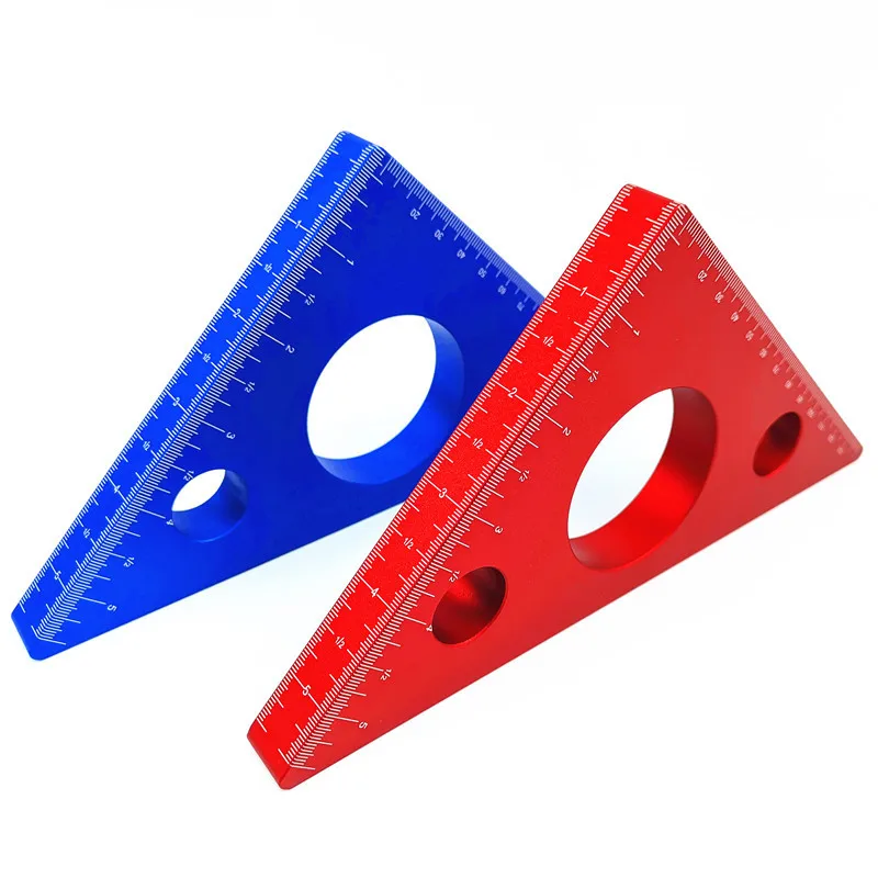 

45 Degree Aluminum Alloy Angle Ruler Inch Metric Triangle Ruler Carpenter's Workshop Woodworking Square Multifunction Tool