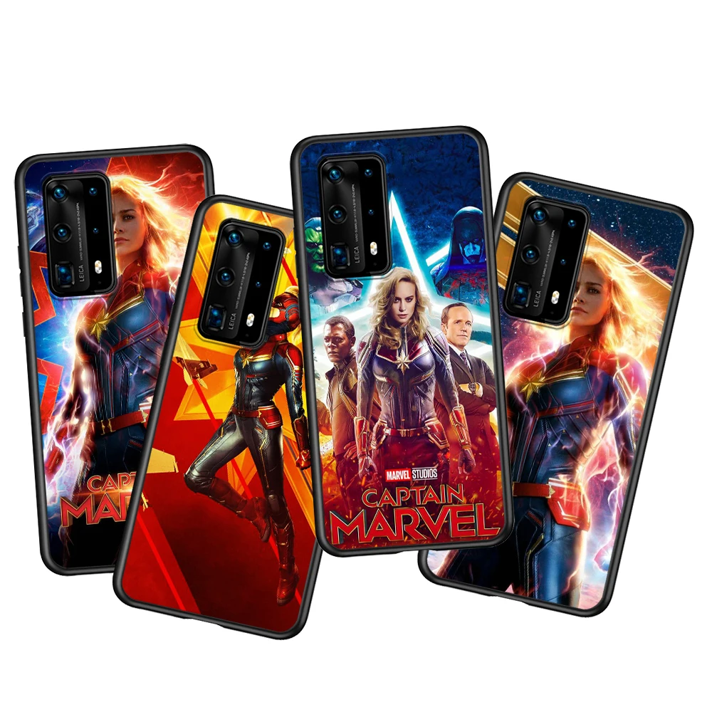 

Super Hero Captain Marvel Avengers For Huawei P50 P40 P30 P20 Pro Plus P10 P9 P8 Lite RU E Mini 2019 2017 Black TPU Phone Case
